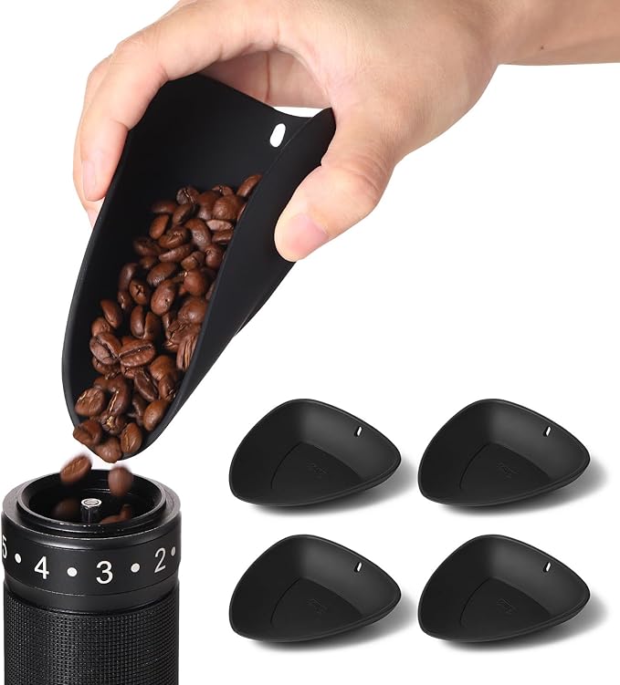 Bincoo Flexible Silicone Coffee Dosing Cup - No-Spill Bean Pouring for Grinders, Pepper & Spice Mill Funnel, Multi-Use Weighing & Pouring Tool, Kitchen Prep Measuring Dish, Set of 4