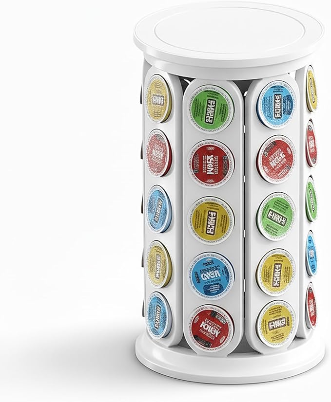 Holder Organizer for 40 Capsules,Rotary Carousel Storage Rack with Detachable Base,Space-Saving for Kitchen,Office,Countertop,or Coffee Station,Modern Design