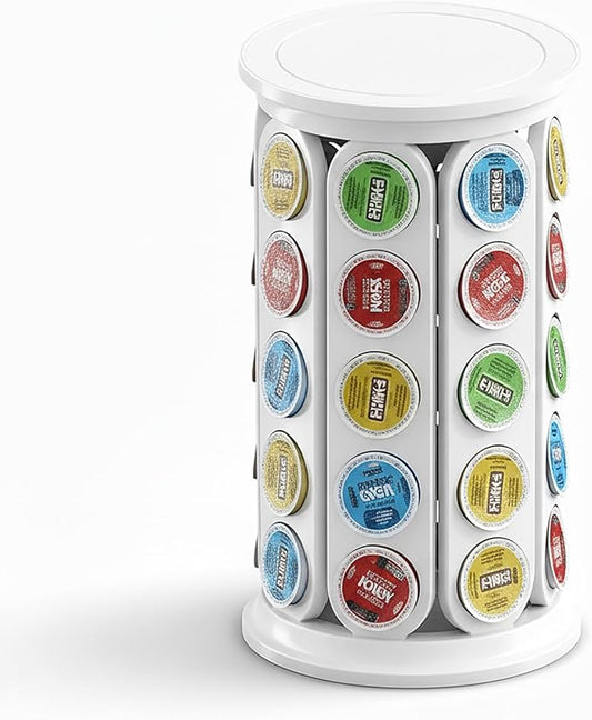 Holder Organizer for 40 Capsules,Rotary Carousel Storage Rack with Detachable Base,Space-Saving for Kitchen,Office,Countertop,or Coffee Station,Modern Design