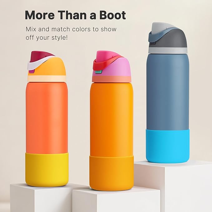 Boot for Owala 32 oz Twist/FreeSip/Flip Stainless Steel Water Bottle, Silicone Rubber Bottom Protector for Owala 32 oz Water Bottle (Orange)