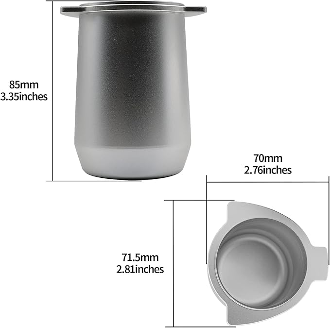 54mm Espresso Dosing Cup for Portafilter, Matte Silver Grounds Cup with Grinder-Activating Ring, Easy Transfer & Less Mess, Compatible with 54mm Breville Portafilters