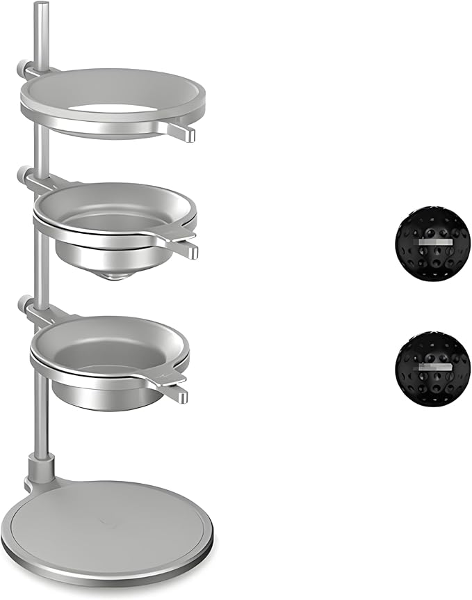 Pour Over Coffee Stand Adjustable Coffee Dripper Stand with 2 Pcs Espresso Cooling Ball, Aluminum Alloy Coffee Maker Holder Elegant Gift for Coffee Lovers (Silver)