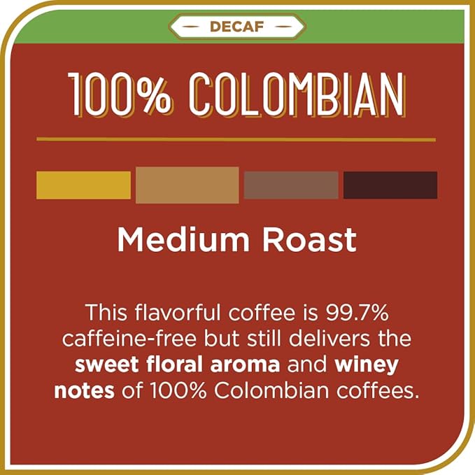Don Francisco's Decaf 100% Colombia Coffee Pods, 24 Count, Medium Roast, Compatible with Keurig Brewers