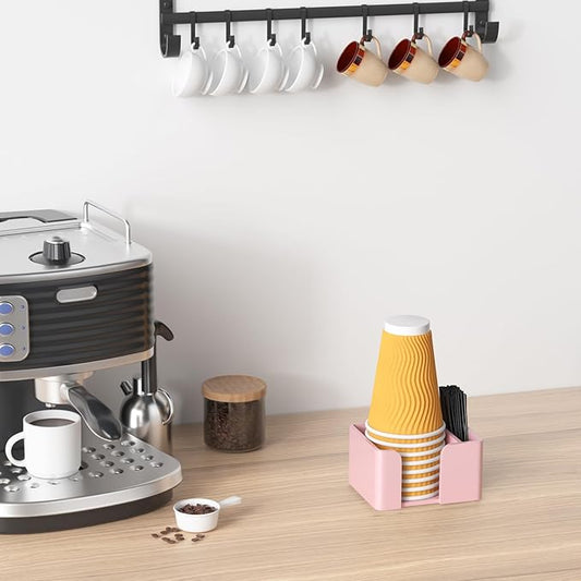 Coffee Cup Holder for Countertop - Pink Acrylic Coffee Bar Accessories Cup Organizer Station Organizer Farmhouse Table Décor