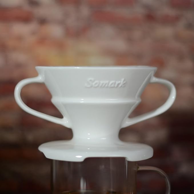 Pour Over Coffee Dripper Set V60#2 Ceramic Dripper + Dripping Tray (Double Handle)