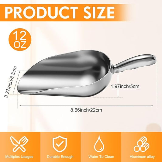 LemonRoad 3 Pieces 12 oz Aluminum Alloy Utility Scoop Ice Sugar Flour Utility Scoop for Bar and Home