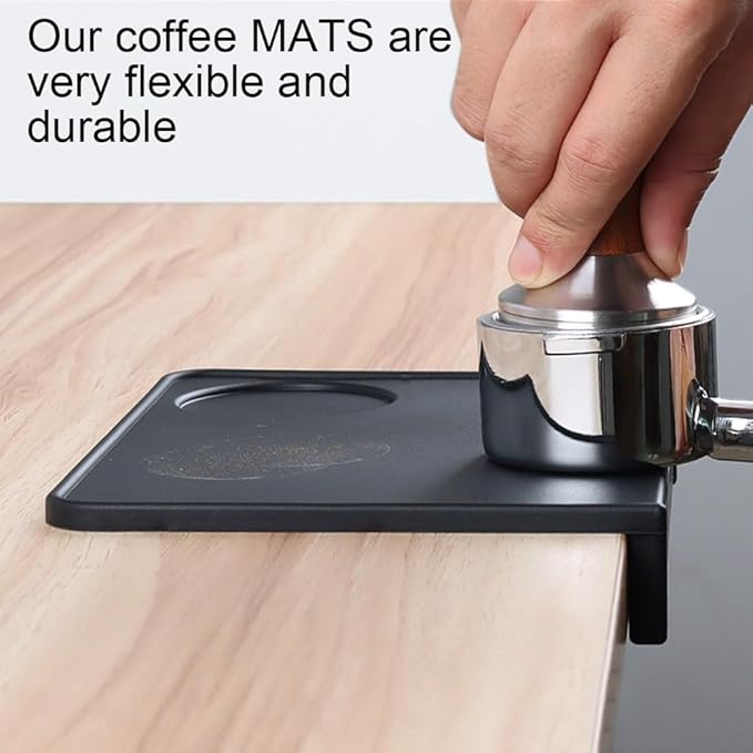 Espresso Tamper Mat,Non Slip Silicone Coffee Tamping Mat with Edge Protection,Reusable Countertop Tamping Mat,Tamp Mat for Table Corner,Coffee Shop,Kitchen,Baking House,Tea Room