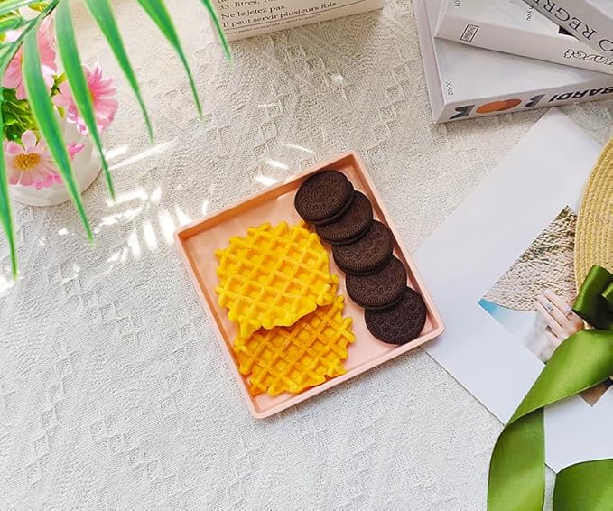 Small Square Tray (5.9 inch) 3 Pack, Durable Pink Tray for Desserts & Organization, Lightweight for Coffee, Drinks, Party, Seasoning, Perfume and Display.