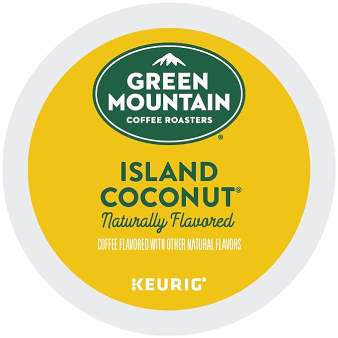 Green Mountain Coffee Roasters Island Coconut Keurig Single-Serve K-Cup Pods, Light Roast Coffee, 96 Count (4 Packs of 24)