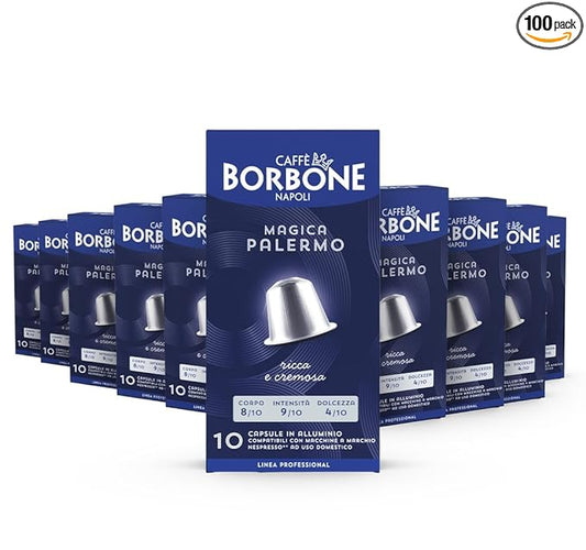 Caffè Borbone Magica Palermo Aluminum Capsules Compatible with Nespresso Original Machines, Dark Roast, 100 Count