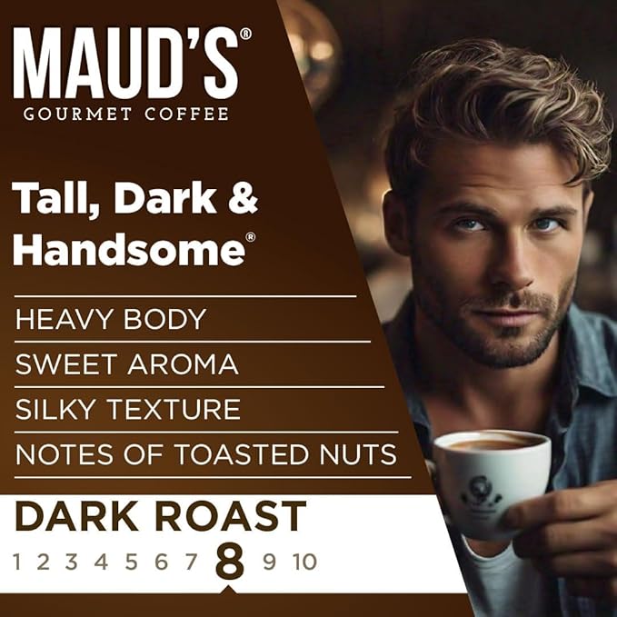 Maud's Dark Roast Coffee Pods, 50ct, Single Serve Pods – 100% Arabica Coffee, Compatible with Keurig K Cups Maker