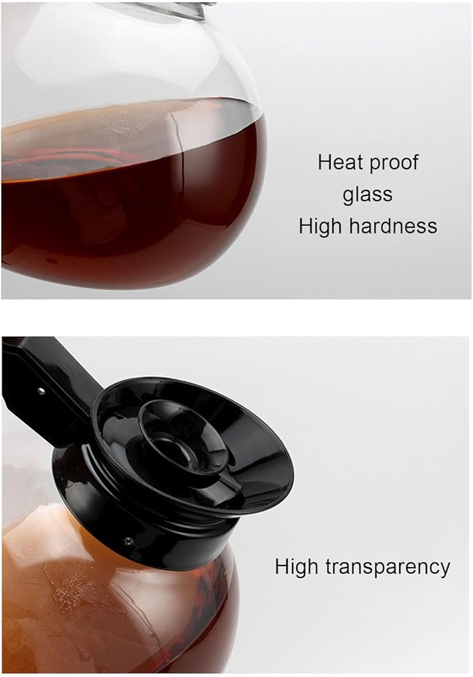 1.8L Glass Coffee Pot, Coffee Server Heat Proof Coffee Carafe High Borosilicate Glass Pitcher for Brewing & Serving, Clear Coffee Decanter for Outdoor Travel Picnics