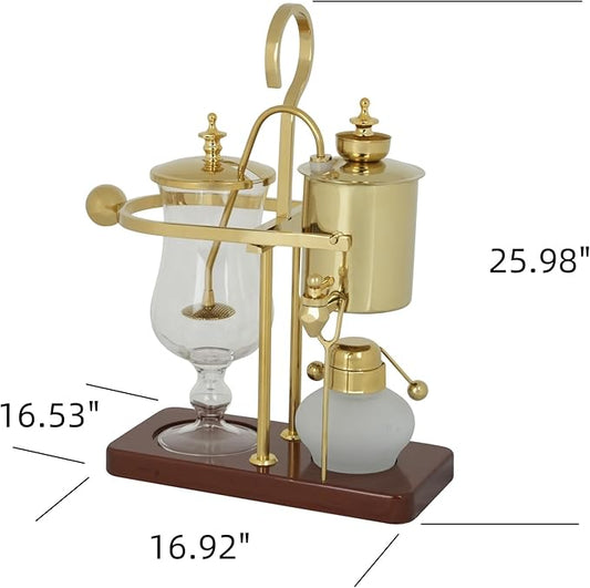 AUPLEX Belgian Balance Siphon Coffee Maker – Vintage Royal Gravity Vacuum Brewing System with Double Ridged Fulcrum, Tee Handle & Alcohol Burner – Elegant Gift for Coffee Lovers (450ml)