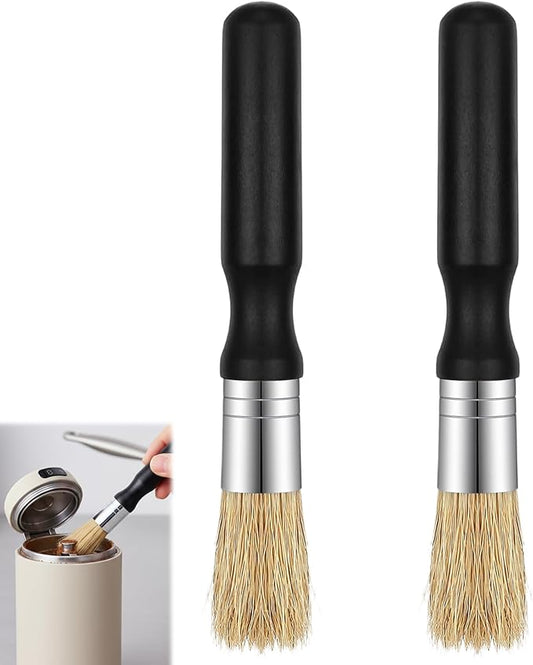 2 PCS Coffee Grinder Cleaning Brush, Natural Wooden Handle and Bristles Espresso Machine Cleaner Tool Coffee Bar Accessories Coffee Brush