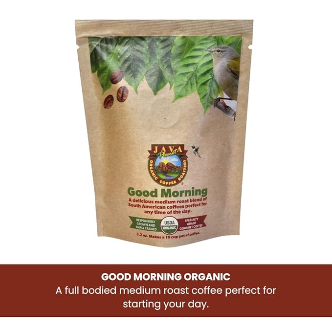 Java Planet, Coffee Gift Basket Sampler Set, for Coffee Lovers: Low Acid Organic Beans: Whole Bean, Mold-Free & Stomach Friendly - Arabica Gourmet, 1.32 LBs (19.2 oz) packaged in 6 Bags Each 3.2 oz