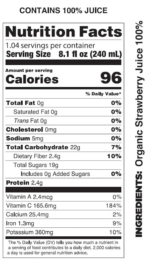 Pomona Organic Strawberry Juice (Pack of 12), Cold Pressed USDA Organic Juices with 100% Strawberries, No Added Sugar, Not From Concentrate, Vegan, Kosher, Non GMO, Pasteurized, 8.4 oz Glass Bottles