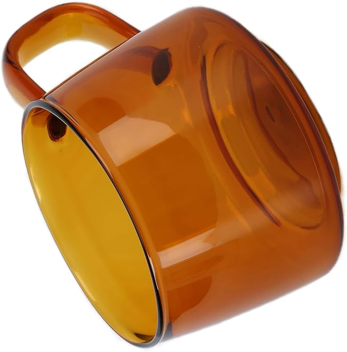 Glass Coffee Mugs, Wide Mouth Mocha Hot Beverage Mugs Clear Espresso Cups Drinking Glass with Handle for Latte, Cappuccino, Hot Chocolate, Tea and Juice(Brown)