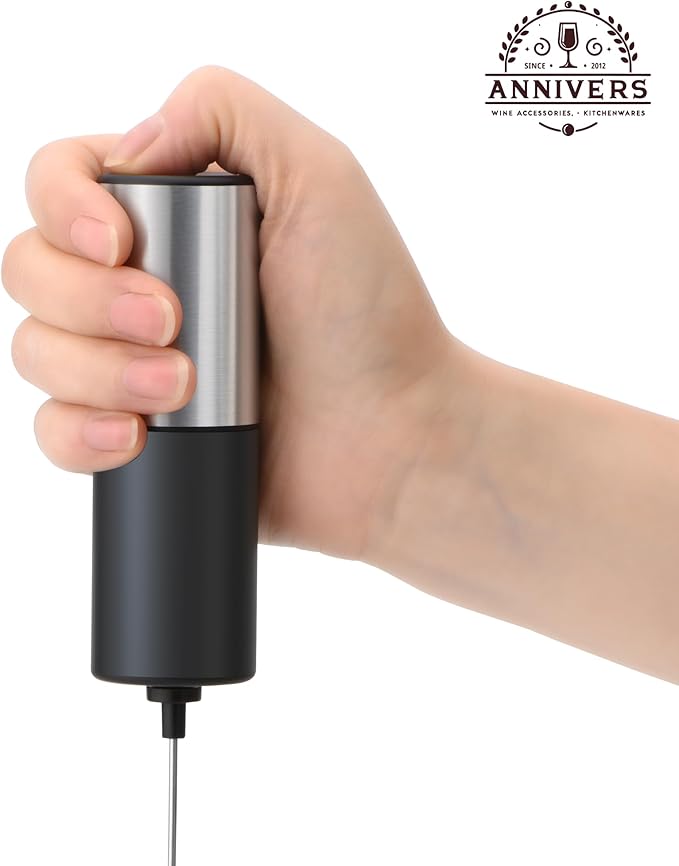 Electric Milk Frother Handheld Drink Mixer Hand Coffee Whisk Blender Foam Maker Egg Beater, Battery Operated Stainless Steel Whisk & Body, Milkshake Matcha Whisk, Mousseur à Lait Électrique