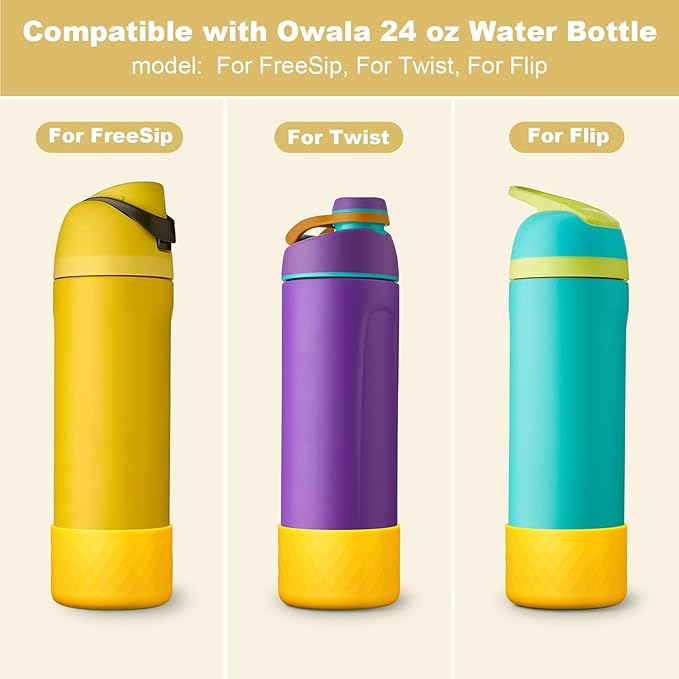 Silicone Boot for Owala Water Bottle 24 oz 32 oz 40 oz, Anti-Slip Protective Sleeve for FreeSip/Twist/Flip Stainless Steel Water Bottles Accessories
