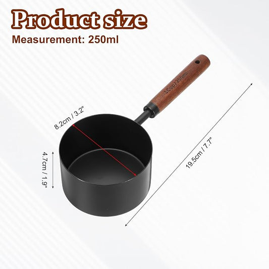 uxcell Measuring Spoon, 250ml Stainless Steel Coffee Scoop Spoon with with Wood Handle for Ground Coffee Tea Sugar Cooking Baking, Black