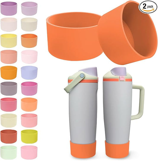 2PCS Silicone Boots for Owala 30oz & 40oz FreeSip Sway Bottles & Tumblers – Non-Slip, Scratch-Resistant, Stability Enhancer for Owala Accessories (Beach House Orange)