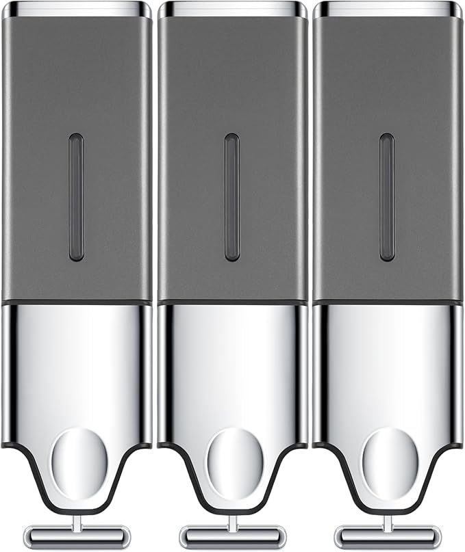 3-in-1 Quadrate Dispensers for The Shower,Shower soap Dispenser,Conditioner Dispenser, Shampoo Dispenser,No Drilled Wall Mounted Distributor,Hotel,Bathroom,Home
