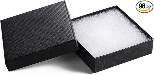 GEFTOL Jewelry Gift Boxes 96 Pack 3.5x3.5x1 Inch Cardboard Jewelry Boxes,Small Gift Boxes for Jewelry Earrings Necklaces Handmade Bangles Bracelets(Black)