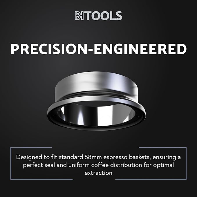 Barista Hustle Steel Ring, Magnetic Espresso Dosing Funnel, Fits 58mm Standard Espresso Baskets, 304 Stainless Steel with Brushed Exterior and Mirror Finish Interior, Enhanced with Neodymium Magnets