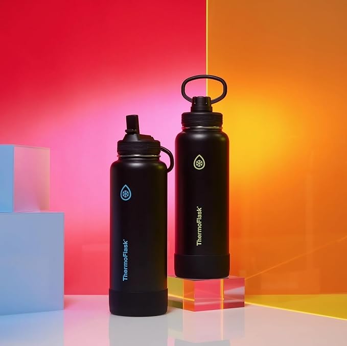 ThermoFlask 24 oz Double Wall Vacuum Insulated Stainless Steel Water Bottle with Spout Lid, Shadow Glow