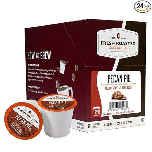 Fresh Roasted Coffee,Pecan Pie, Flavored Coffee Pods, K-Cup Compatible, 24 Count
