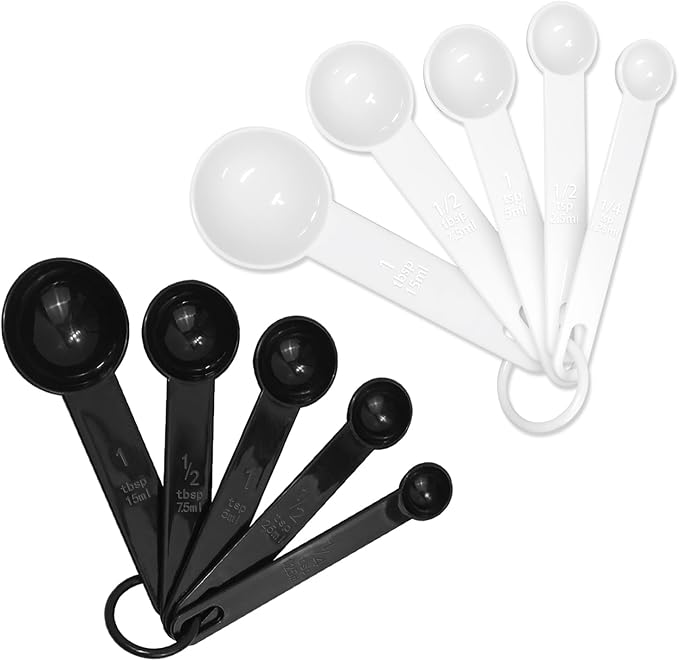 10 PCS Tablespoon Measuring Spoons Scoops Set With Scale (1.25g/2.5g/5g/7.5g/15g) for Coffee Protein Milk Powder Kitchen Tools for Accurate Measurements Spoons for Creatine Formula (Black White)