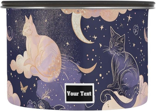 ALAZA Cat Moon Star Witchy Kitten Cats Airtight Coffee Bean Canister Customed 900ml Food Storage Containers with Lids For Gournd, Tea, Sugar, Flour, Rice, Cereal, Candy Cookie Jar