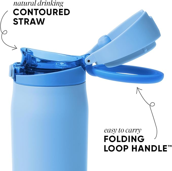 Simple Modern Mesa Loop Water Bottle with Straw | 24oz Cup Holder Friendly Insulated Stainless Steel Bottles for Travel, Sports and School | Snow Day
