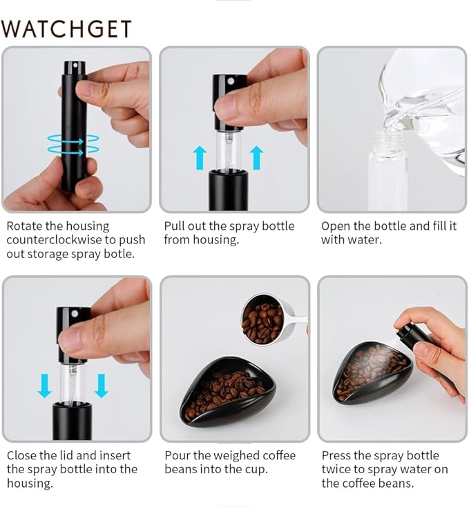 2PCS/10ml Coffee Bean Spray Bottle Espresso Spray Bottle Portable Empty Small Refillable Sprayer For Reducing Coffee Power Static,Black