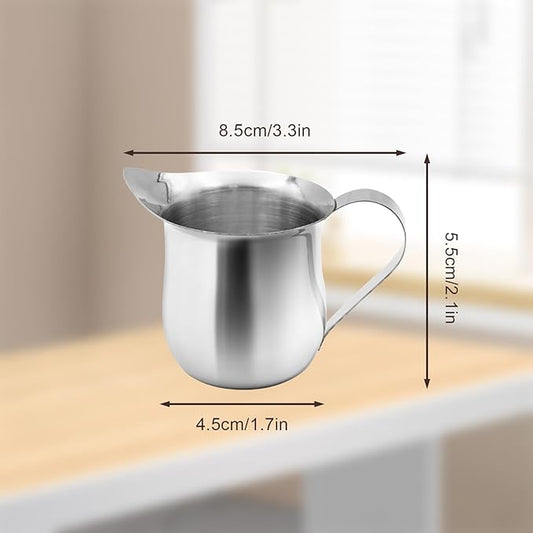 3 Oz Small Creamer Pitcher, Stainless Steel Bell Creamers, Mini Creamer Dispenser with Pouring Spout for Cream, Milk, Salad Dressing, Maple Syrup (2)