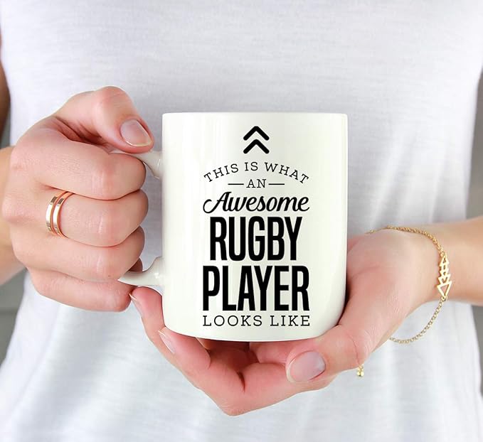 Andaz Press 11oz. Ceramic Coffee Tea Mug Thank You Gift, This is What an Awesome Rugby Player Looks Like, 1-Pack, Birthday Christmas Gift Ideas Coworker Him Her, Includes Gift Box