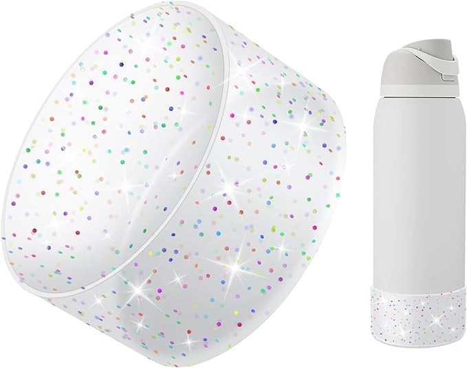 Protective Glitter Silicone Boot Compatible with Owala 24oz 32oz 40oz, Bling Cup Sleeve Bottom Bumper Cover Compatible with Owala FreeSip, Twist, or Flip Stainless Steel Water Bottles