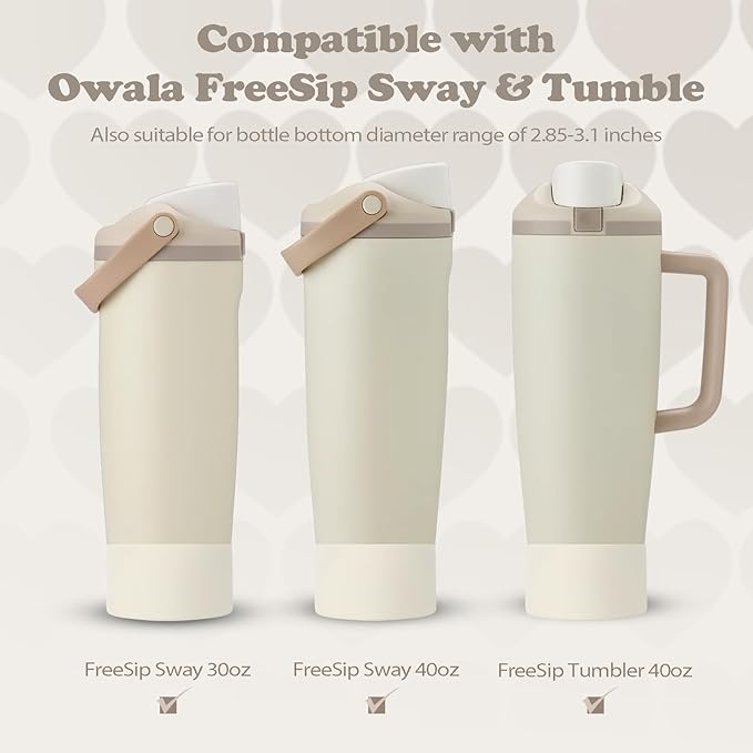 2PCS Silicone Boots for Owala 30oz & 40oz FreeSip Sway Bottles & Tumblers – Non-Slip, Scratch-Resistant, Stability Enhancer for Owala Accessories (Ivory White)
