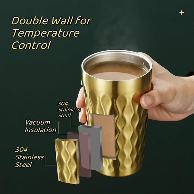 AGH 6 Pack Stainless Steel Kids Cups, 12oz Double Layer Insulated Metal Drinking Cups for Camping, Parties & Outdoors (Bright Silver)