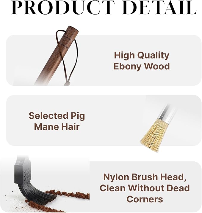 Espresso Brush Coffee Grinder Cleaning Brush Set,Walnut Wood Handle Natural Bristles Cleaner Tool for Barista Home Kitchen Espresso Machine Maintenance