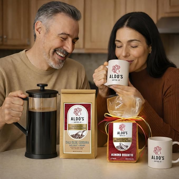 Aldo’s Organic Bali Blue Coffee Beans – Handcrafted Single-Origin Indonesian Coffee, Small-Batch Artisan Roasted, Bold Smooth Low-Acidity Coffee (1 lb) (Fine Ground)