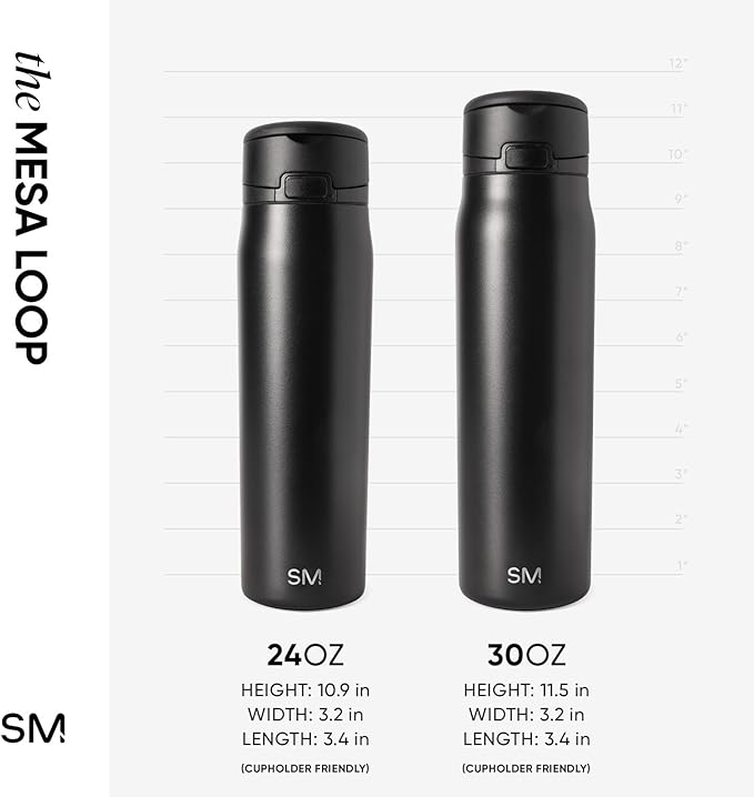 Simple Modern Valentine's Day Mesa Loop Water Bottle with Covered Straw and Handle | 30oz Cup Holder Friendly Insulated Stainless Steel Bottles for Travel, Sports and School | Crimson Hearts