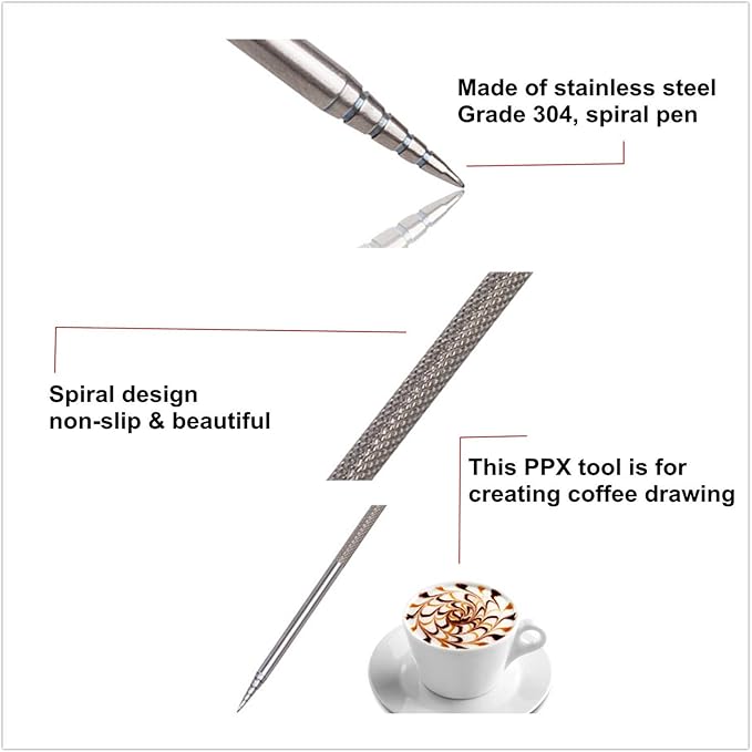 JinYu Coffee Art Maker Set, 16 Pieces Coffee Decorating Stencils Barista Template +1 Latte Pen + 2 Pack Spiral Pattern Mixing Spoon Fork 2 in 1 for Mousse Cake Birthday Party Bar Espresso (19 Pcs)