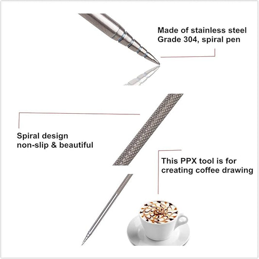 JinYu Coffee Art Maker Set, 16 Pieces Coffee Decorating Stencils Barista Template +1 Latte Pen + 2 Pack Spiral Pattern Mixing Spoon Fork 2 in 1 for Mousse Cake Birthday Party Bar Espresso (19 Pcs)