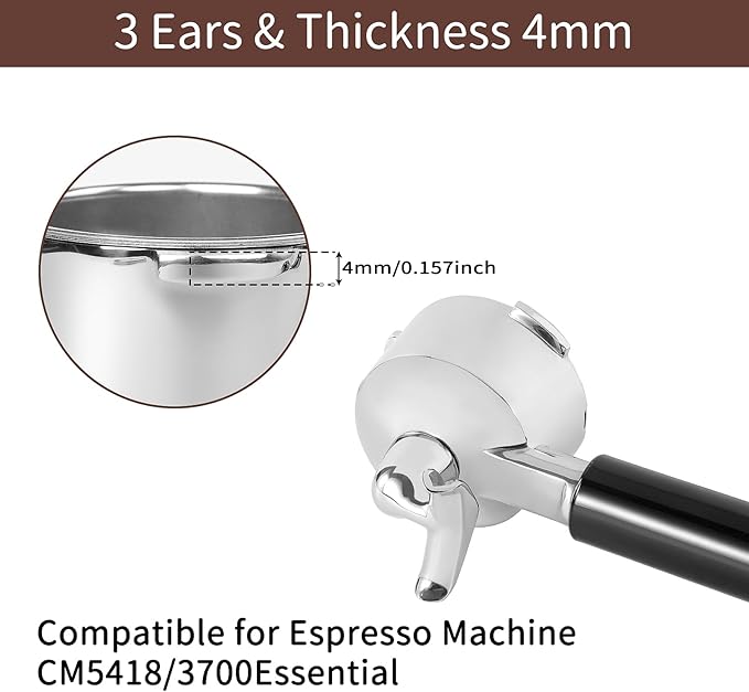 51mm Stainless Steel Portafilter with Double Spouts for CM5418, 3 Ears Portafilter with Portafilter Basket Removal Tool Compatible for CASABREWS CM5418, 3700Essential and 5418Pro