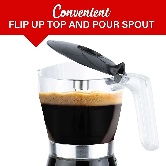 Brentwood TS-119BK 550-Watt Cordless Electric Moka Pot Espresso Machine, 6-Servings (Black)