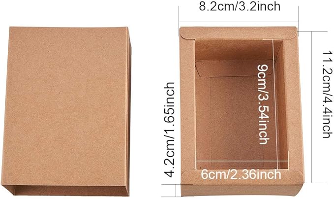 BENECREAT 20 Pack Kraft Paper Drawer Box Festival Gift Wrapping Boxes Soap Jewelry Candy Weeding Party Favors Gift Packaging Boxes - Brown (4.4x3.2x1.65)