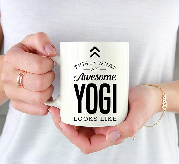 Andaz Press 11oz. Ceramic Coffee Tea Mug Thank You Gift, This is What an Awesome Yogi Looks Like, 1-Pack, Birthday Christmas Gift Ideas Coworker Him Her, Includes Gift Box