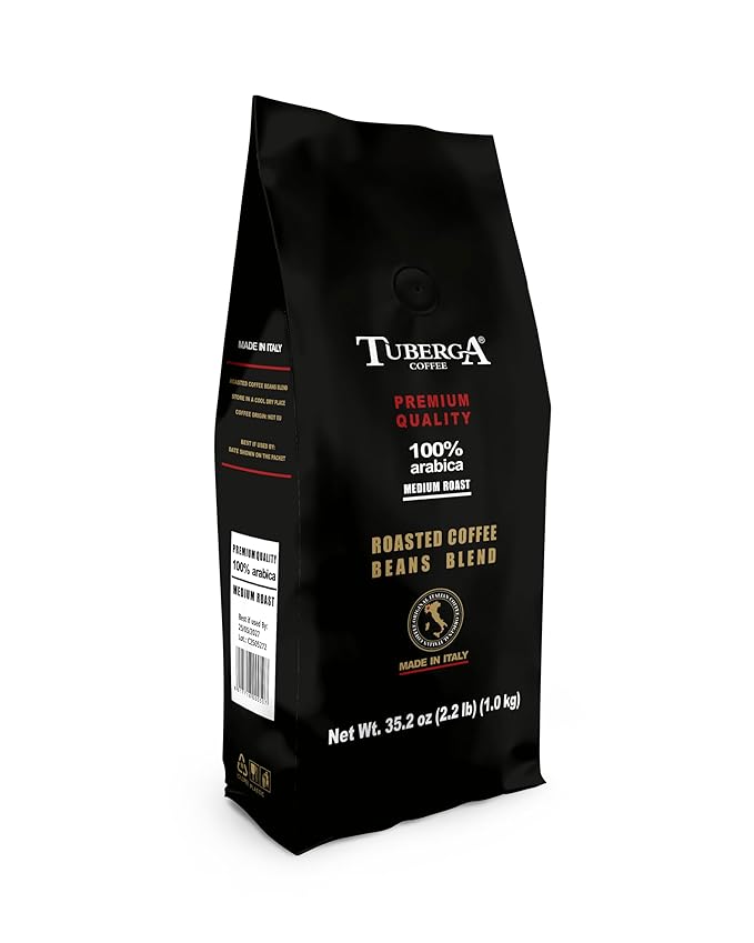 Tuberga Premium Quality 100% Arabica, Whole Bean Coffee, Medium Roast, 2.2 Ib Original Italian Coffee. (Pack of 1)