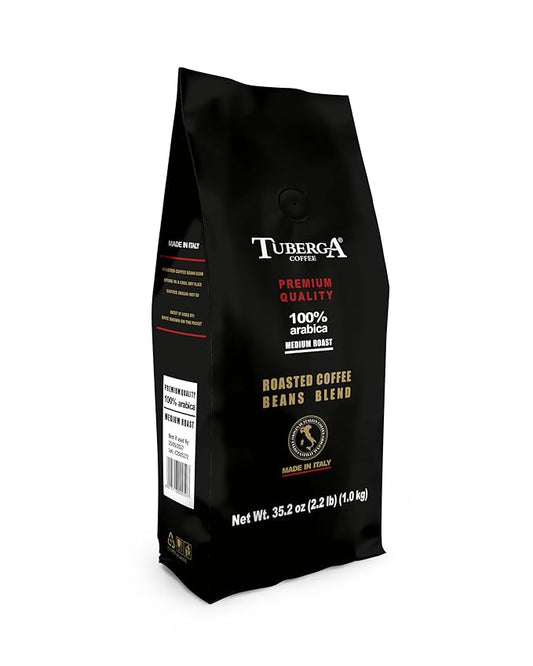 Tuberga Premium Quality 100% Arabica, Whole Bean Coffee, Medium Roast, 2.2 Ib Original Italian Coffee. (Pack of 1)